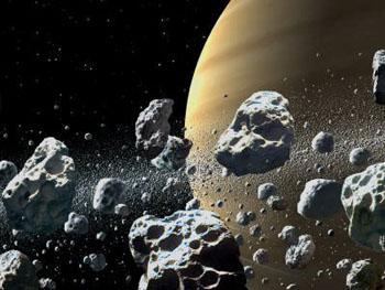 Abb. 1: Künstlerische Darstellung der Ringteilchen um einen Planeten
