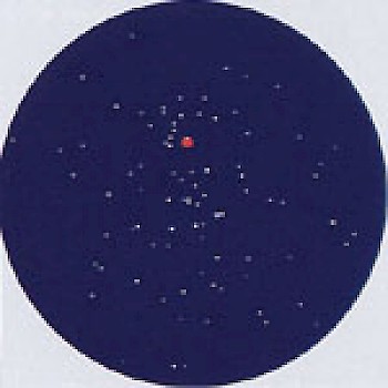 Mars am Morgen des 1. November um 5.20 Uhr inmitten des Sternhaufens M44