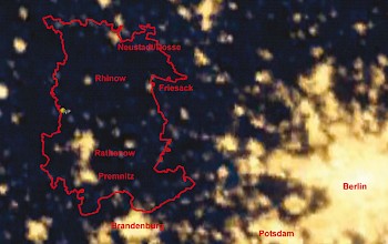 Abb.1: Gebietshelligkeit nordwestlich von Berlin mitSternenpark Westhavelland (eingerahmt), basierendauf den NASA-VIIRS-Satellitendaten.