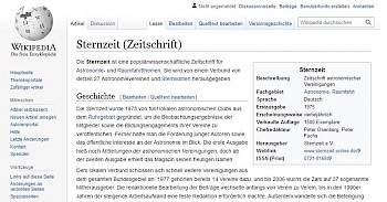 Abb.5: Auch auf Wikipedia ist sternzeit vertreten